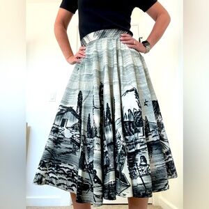 1950’s Mexican circle skirt, handmade / Vintage patio skirt / Natural cotton